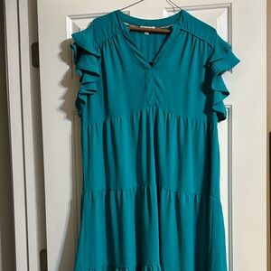 Umgee Long Green Tiered Midi Dress